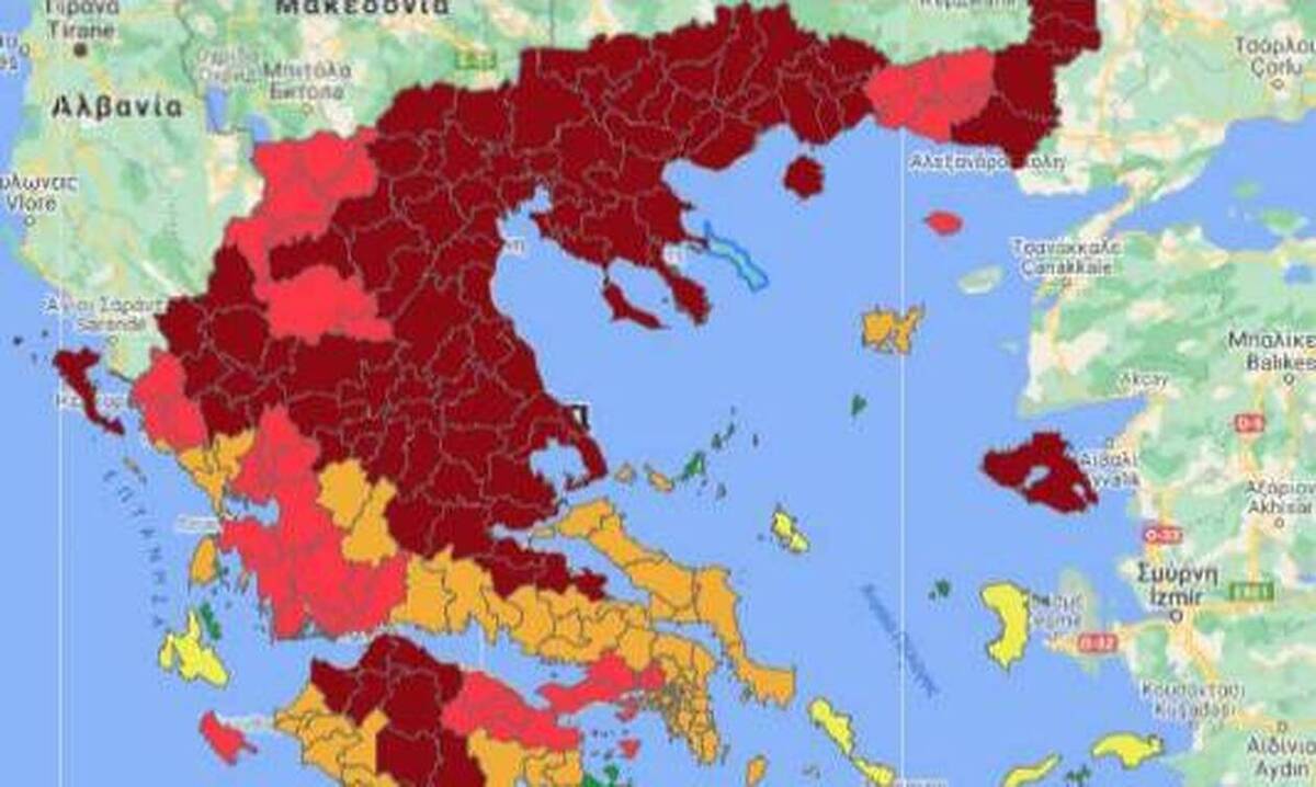 Κορωνοϊός: Στο «βαθύ κόκκινο» και η Ευρυτανία, μαζί με Έβρο και Ξάνθη – Ο νέος επιδημιολογικός χάρτης