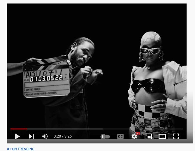 #1 music video στο Youtube παγκοσμίως: Kendrick Lamar