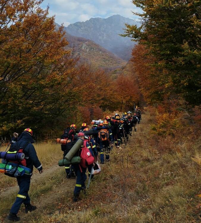 «Μάχη» με τις φλόγες δίνουν πάνω από 100 πυροσβέστες προκειμένου να θέσουν υπό έλεγχο τη φωτιά που κατακαίει στο Παπίκιο όρος