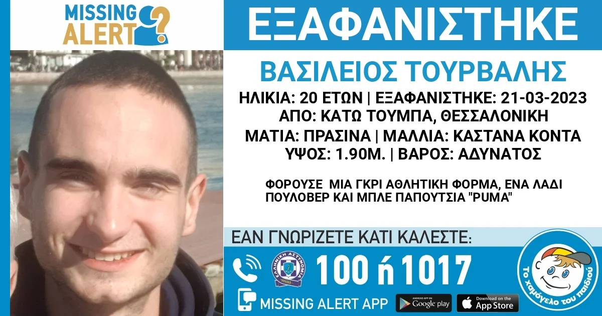Συναγερμός για την εξαφάνιση 20χρονου στη Θεσσαλονίκη