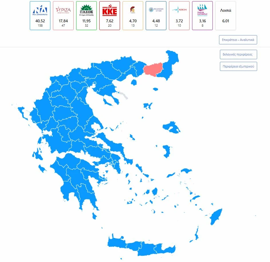 Εκλογές 2023: Πώς διαμορφώνεται ο χάρτης της νέας Βουλής, οι έδρες όλων των κομμάτων Εκλογές 2023: Πώς διαμορφώνεται ο χάρτης της νέας Βουλής, οι έδρες όλων των κομμάτων