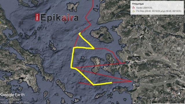 Ανενόχλητο το Piri Reis έφτασε στα 9 μίλια από τον 25ο Μεσημβρινό που τέμνει το Αιγαίο Πηγή: