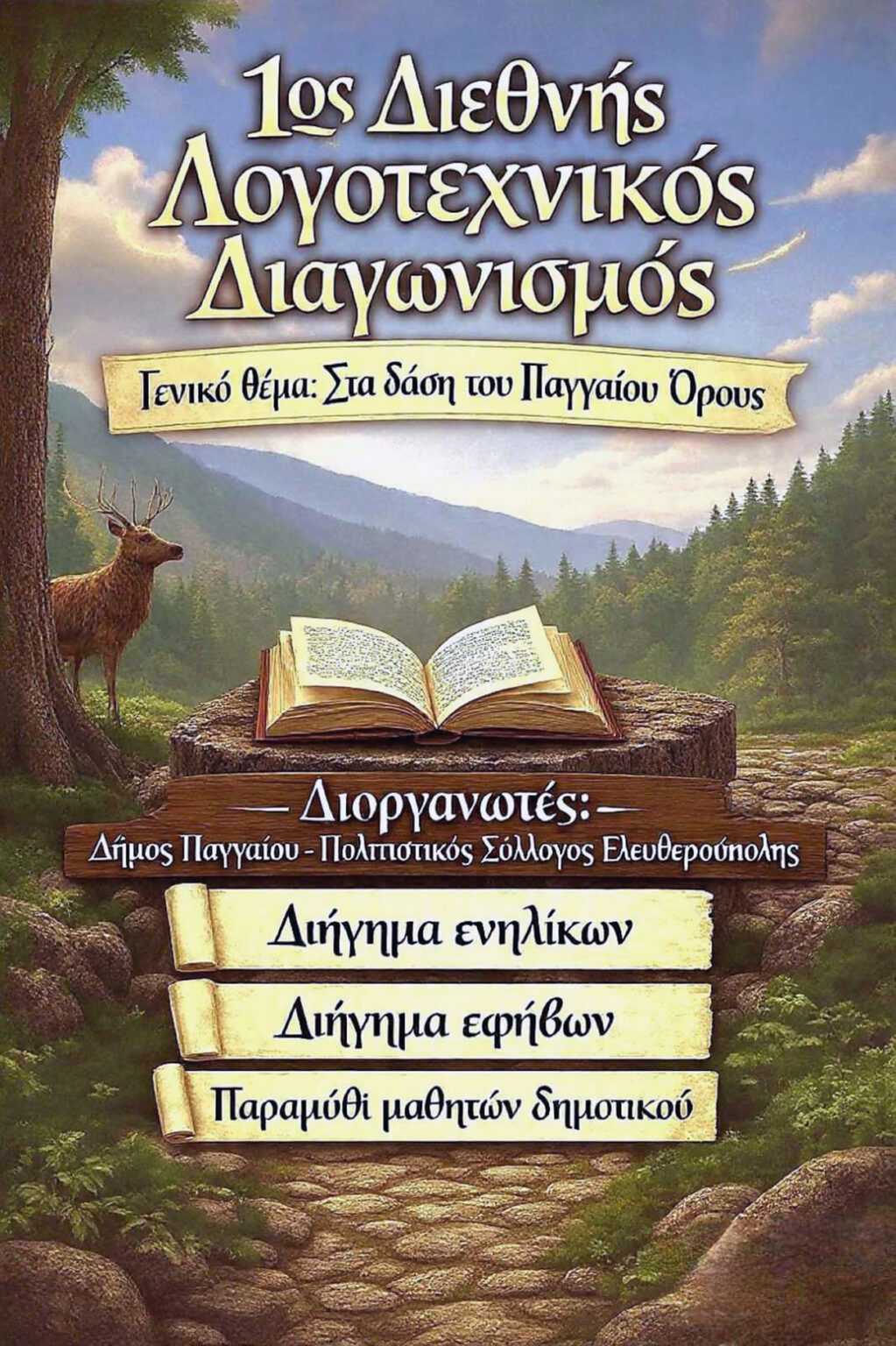 Δήμος Παγγαίου: Διεθνής Λογοτεχνικός Διαγωνισμός με θέμα «Στα δάση του Παγγαίου Όρους»