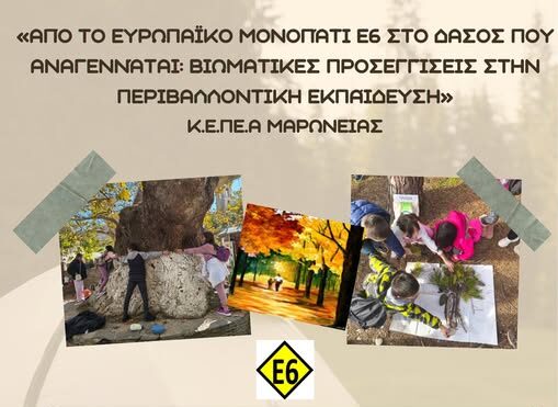 Σεμινάριο για εκπαιδευτικούς από το Κ.Ε.ΠΕ.Α. Μαρώνειας με θέμα: «Από το Ευρωπαϊκό Μονοπάτι Ε6 στο Δάσος που αναγεννάται: Βιωματικές προσεγγίσεις στην Περιβαλλοντική Εκπαίδευση»