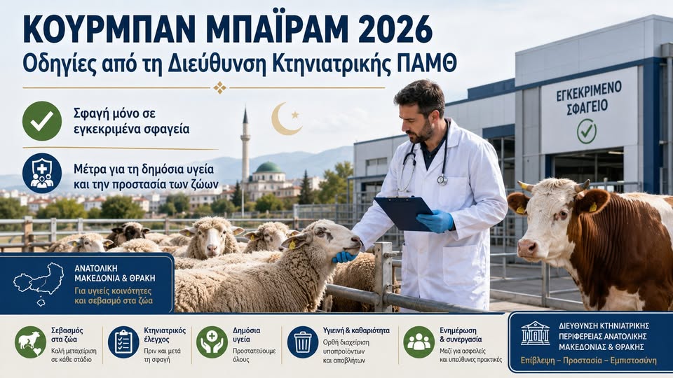 Οδηγίες της Διεύθυνσης Κτηνιατρικής ΠΑΜΘ για το Κουρμπάν Μπαϊράμ