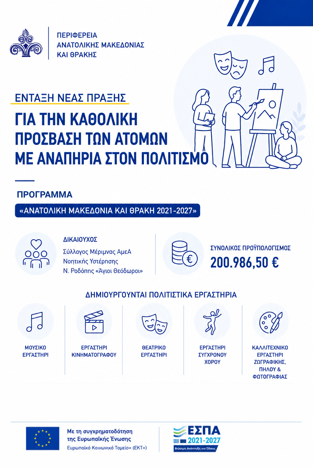 Περιφέρεια ΑΜΘ: Ένταξη νέας πράξης για την καθολική πρόσβαση των Ατόμων με Αναπηρίες στον Πολιτισμό