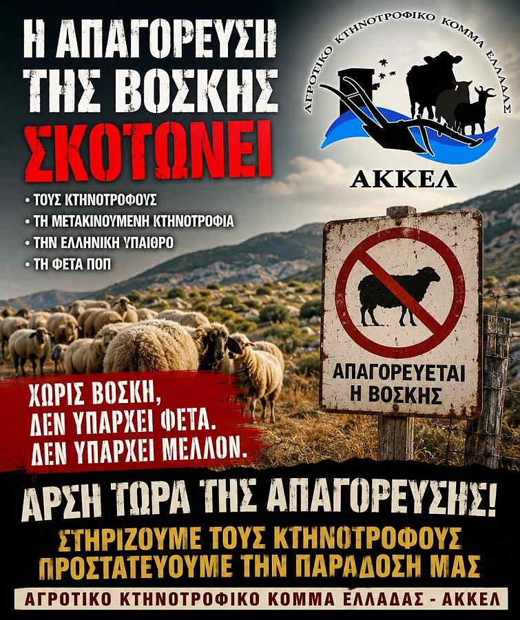 ΑΚΚΕΛ: Το υπουργείο καταστρέφει τη μετακινούμενη κτηνοτροφία και υπονομεύει τη φέτα ΠΟΠ στο όνομα μιας αποτυχημένης πολιτικής