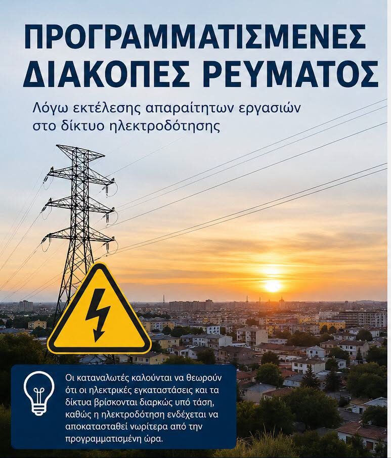 Προγραμματισμένη διακοπή ρεύματος τη Δευτέρα σε Κομοτηνή και Παραλία Μέσης Προγραμματισμένη διακοπή ρεύματος τη Δευτέρα σε Κομοτηνή και Παραλία Μέσης