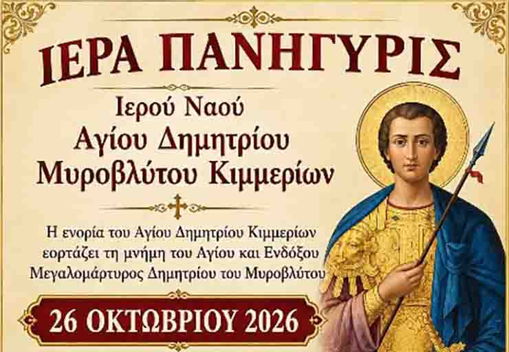 Διήμερες εορταστικές θρησκευτικές εκδηλώσεις στα Κιμμέρια Ξάνθης για τον Άγιο Δημήτριο Διήμερες εορταστικές θρησκευτικές εκδηλώσεις στα Κιμμέρια Ξάνθης για τον Άγιο Δημήτριο